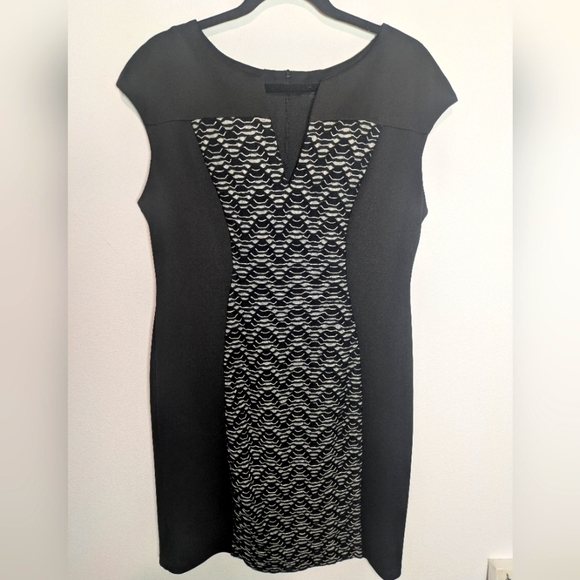 Womens Black White Connected Apparel BodyCon ColorBlock Cocktail Dress Size 14 - Picture 1 of 7